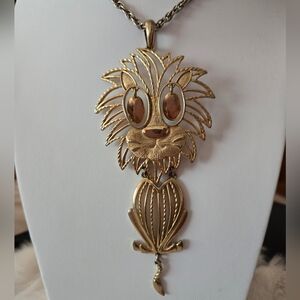 Vintage Signed Alan Articulated Owl Pendant Necklace